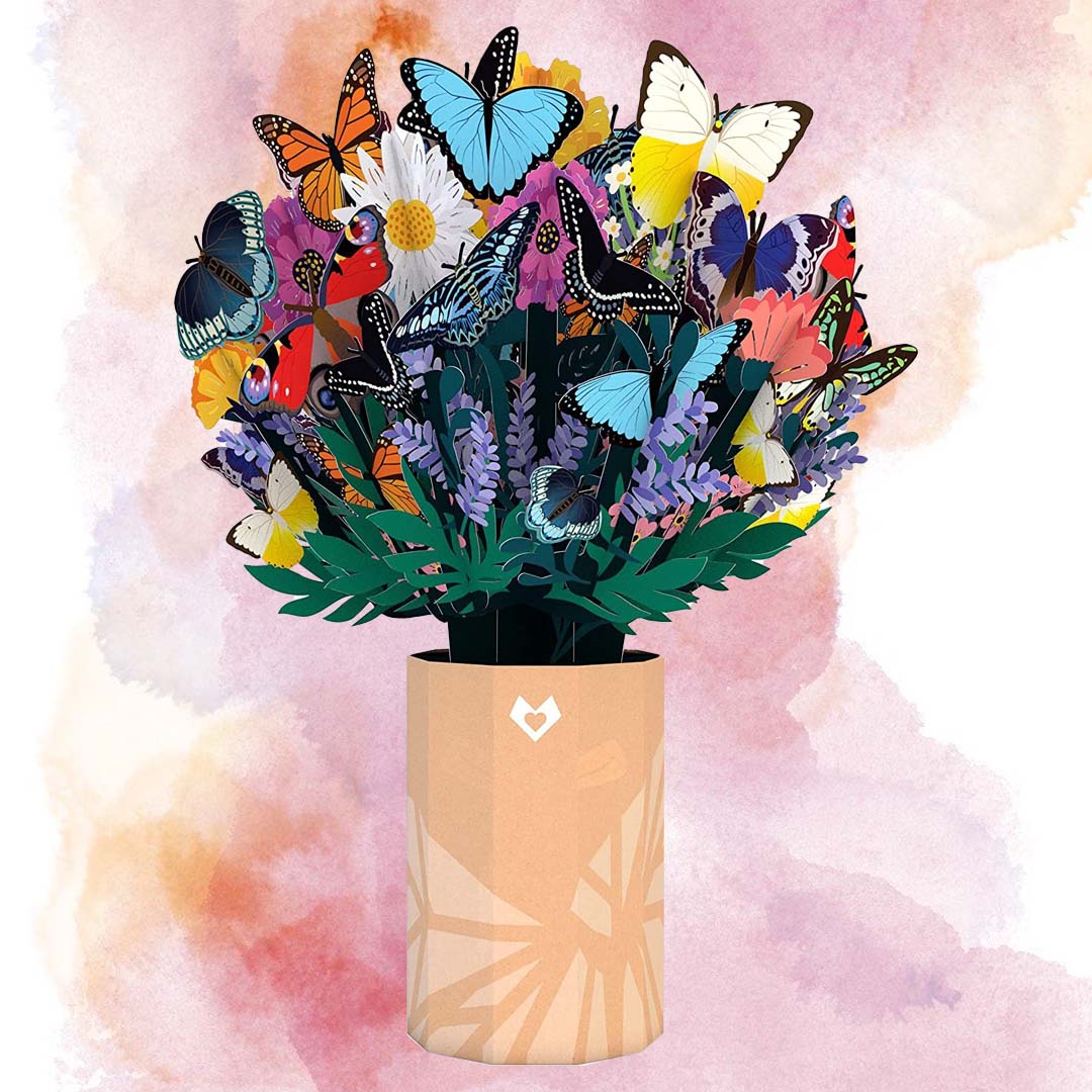 Paper bouquet with paper butterflies